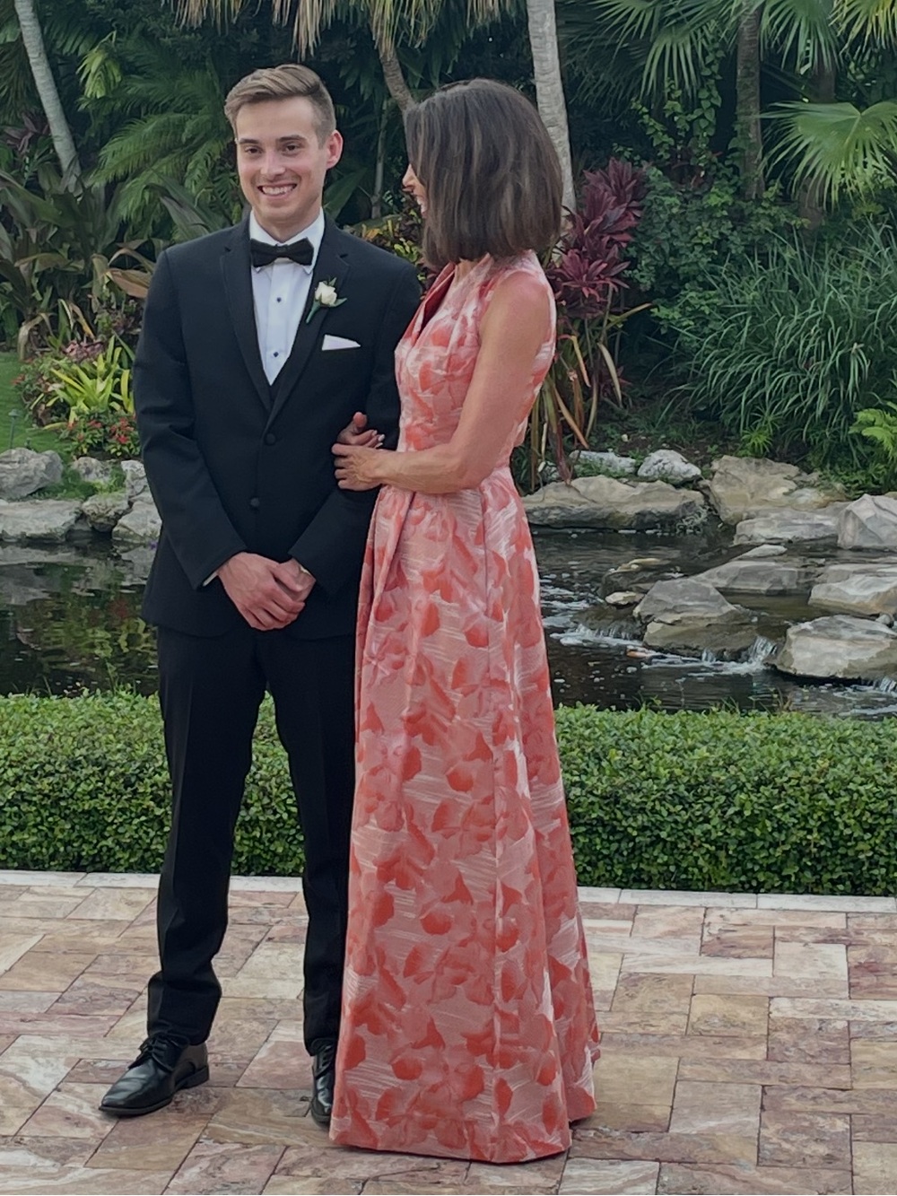 Kay Unger New York Evie Floral Stripe Jacquard Swan-Neck Ball Gown - 🧡🧡🧡 - Picture 2 of 5